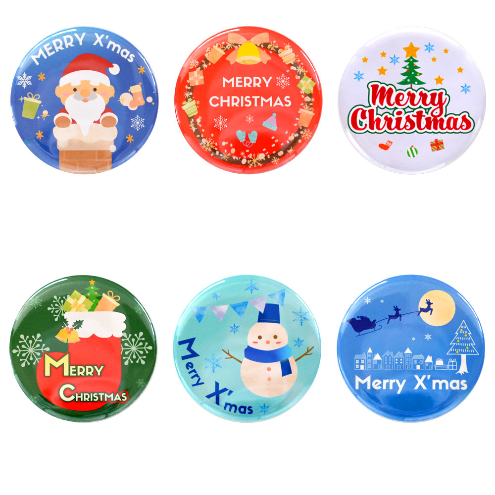 クリスマス 缶バッジ 丸型 直径37ミリ バッジ バッチ プレゼント x'mas