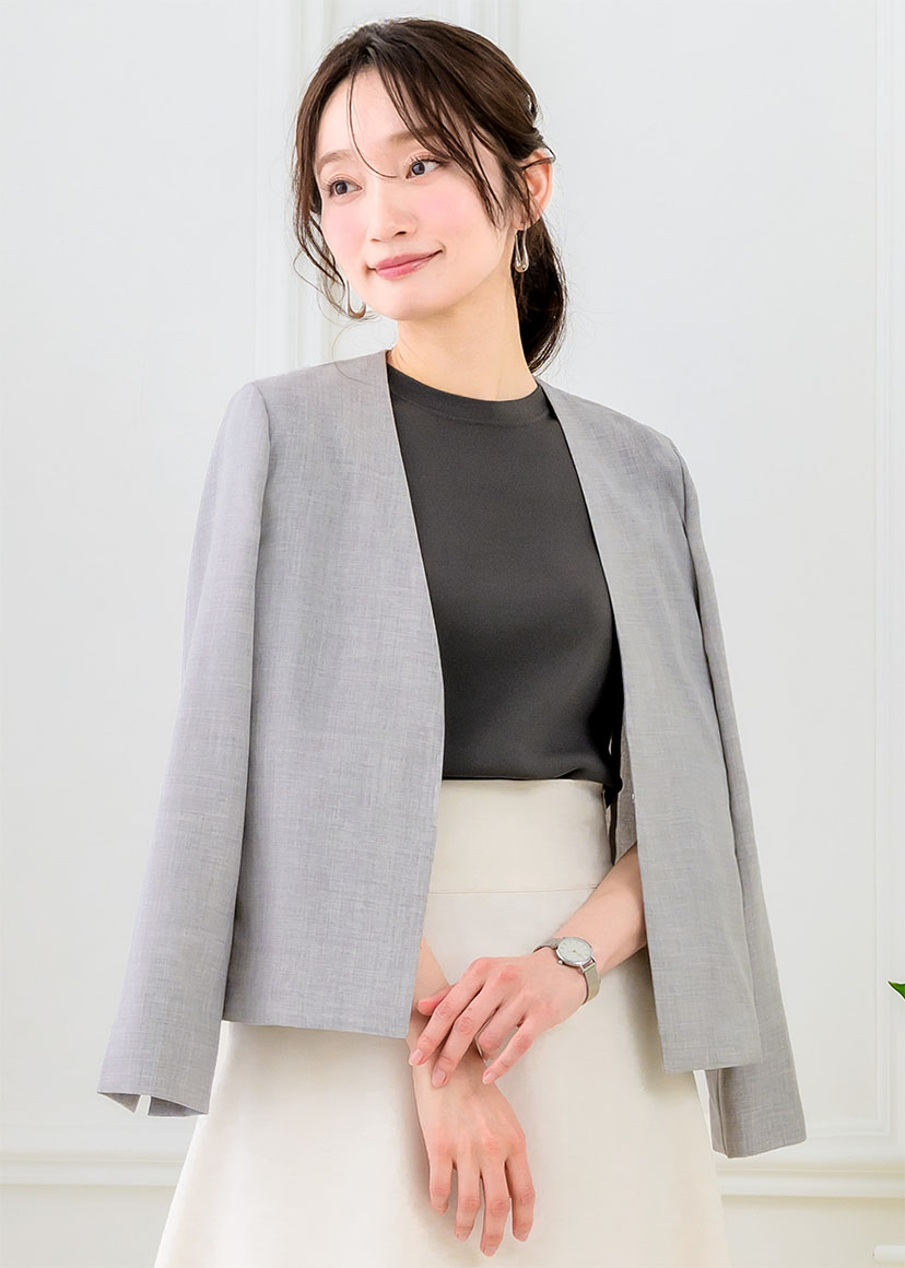 夏ジャケット レディース リネンライク 薄手 UVカット ロング 夏素材