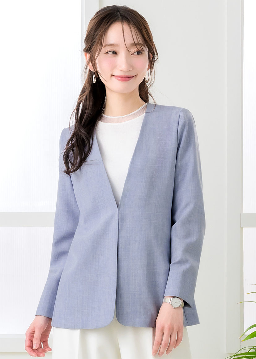 夏ジャケット レディース 夏 クールビズ 長袖 ロング ストレッチ