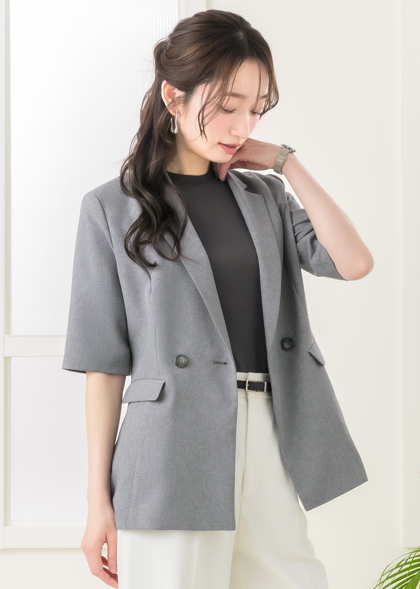 BRIEFING レディース ジャケット グレーサイズS 夏ジャケット レディース 夏 クールビズ 半袖 ロング ストレッチ