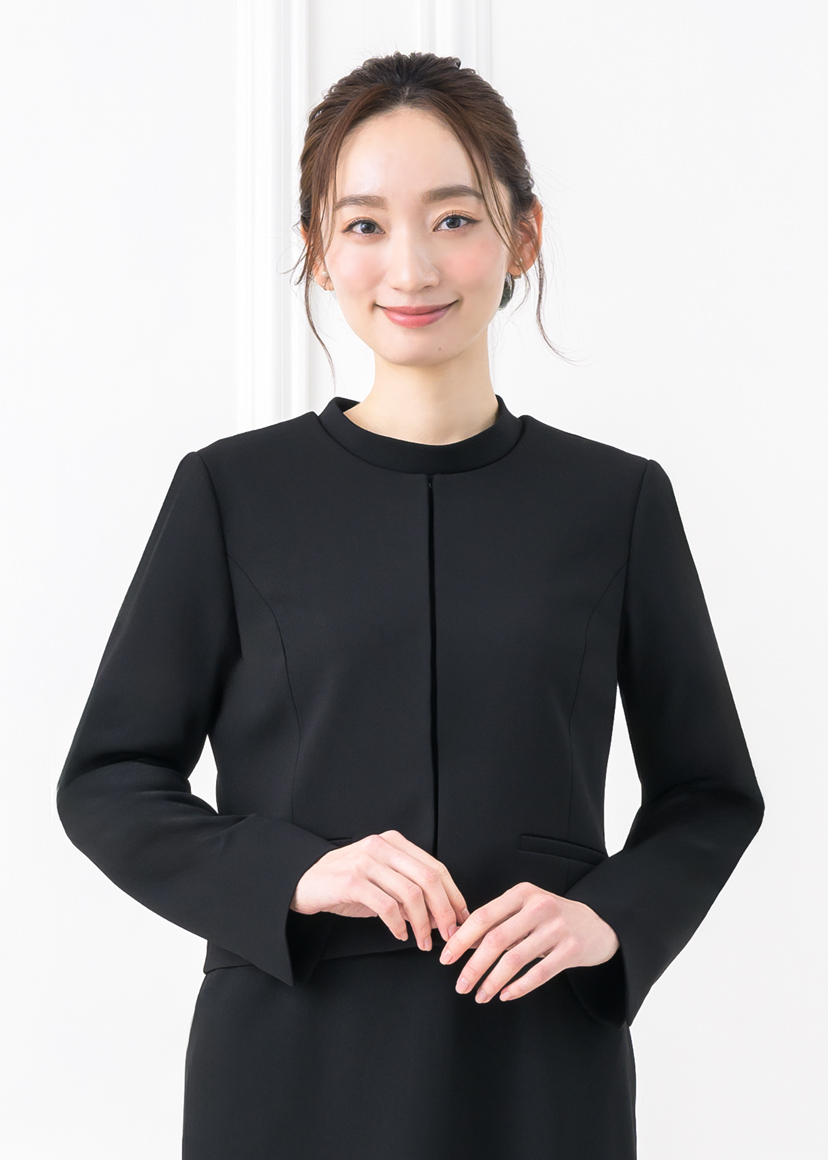 ジャケット レディース ストレッチ きれいめ カラーレス ノーカラー