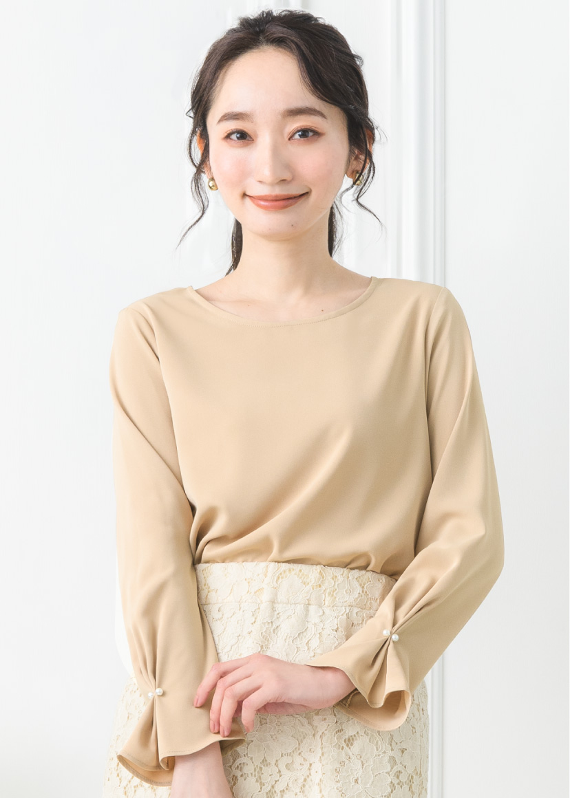 「HELIOPOLE」 半袖ブラウス 38 ベージュ レディース HELIOPOLE 「HELIOPOLE」 7分袖ブラウス 38 ベージュ レディース