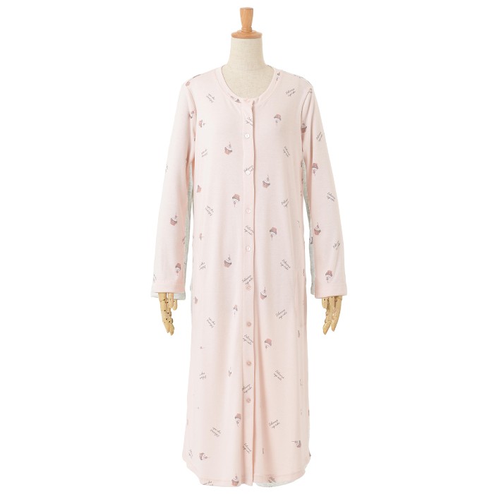 パジャマ ワンピース 前開き 冬