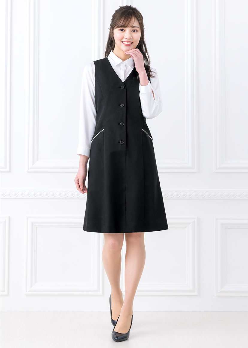 事務服 ワンピース ジャンパースカート 洗える ロング丈 前開き vネック オフィス ユニフォーム 制服 ジャンスカ 1/1 : 310013 :  ELENA - 通販 - Yahoo!ショッピング