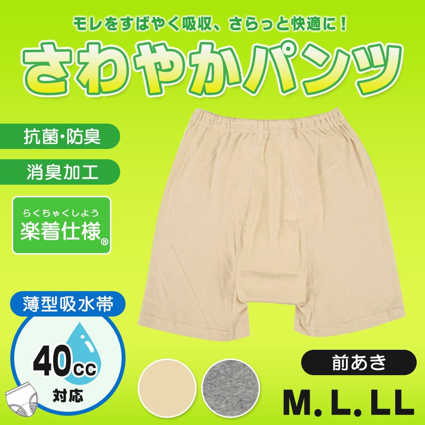 さるまた 失禁申又 40cc吸水 さわやかパンツ 前あき M〜LL (さるまた ももひき 股引き パッチ ぱっち 肌着 下着)