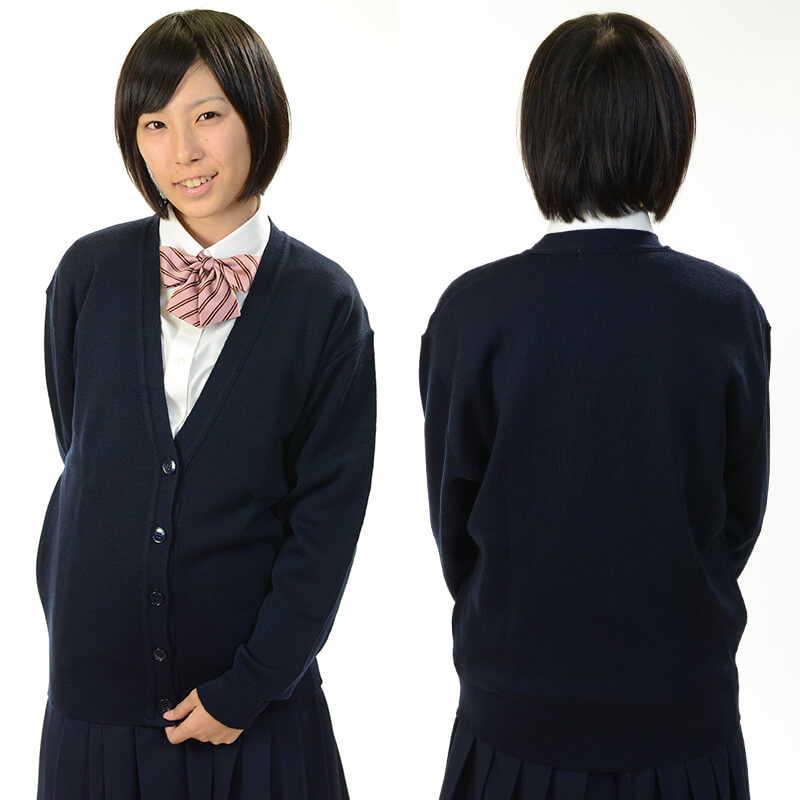 スクール カーディガン 女子 vネック ウール 学生 130cm〜170cm 制服 ニット 女子 男子 小学生 中学生 洗える 毛玉 日本製 130 140 150 160 170 (取寄せ)