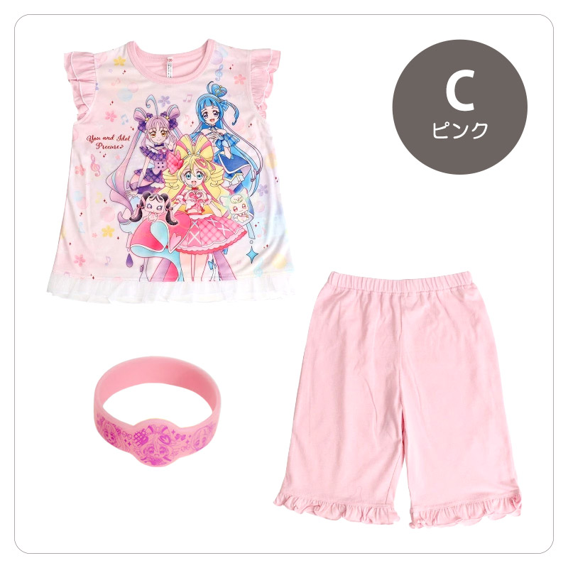 光るパジャマ プリキュア 半袖 パジャマ 女の子 キッズ 夏 キミとアイドルプリキュア 100cm〜130cm 110cm 120cm 女児 子供 部屋着 小学生 幼稚園 キャラクター