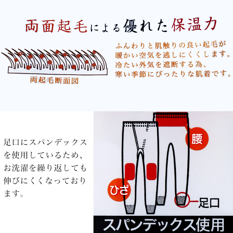 メンズ インナー 長ズボン ズボン下 ボトム 起毛 あたたかい 当て布付き 肌着 保温 M〜LL (ステテコ 前開き 冷え防止 ロングパンツ M L LL)