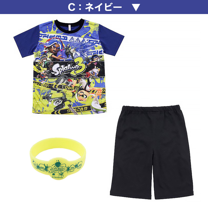 光るパジャマ 半袖 キッズ パジャマ 男の子 スプラトゥーン3 子供 120cm〜140cm 子供服 夏 120 130 140 子ども服 上下セット 半ズボン 部屋着