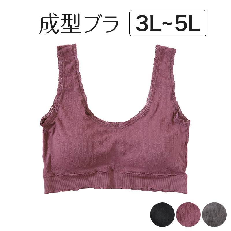ノンワイヤーブラ ブラジャー ノンワイヤー 成型ブラ ハーフトップ ブラ レディース 3L〜5L ハーフトップブラ 下着 インナー ワイヤー無し シンプル 3L 4L 5L (在庫限り)