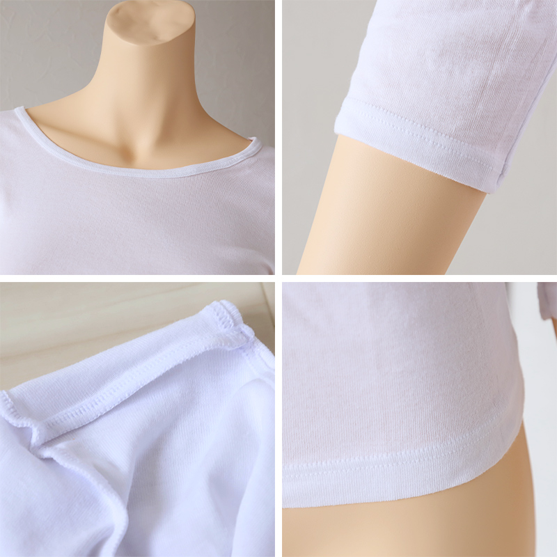 下着 7分袖 肌着 綿100% レディース インナー シャツ 長袖 M L LL 綿 tシャツ 無地 グレー 白 黒 女性
