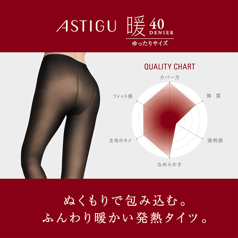 ATSUGI アツギ 暖 やわらか発熱タイツ アスティーグ アツギ 暖 やわらか発熱タイツ 60デニール S-M〜L-LL