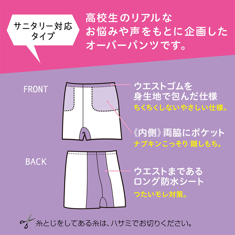 アツギ サニタリー スパッツ 1分丈スパッツ 一分丈 ジュニア 女子 カバパン S〜L 生理用 女の子 キッズ オーバーパンツ 黒 スカート下 子供 重ね履き