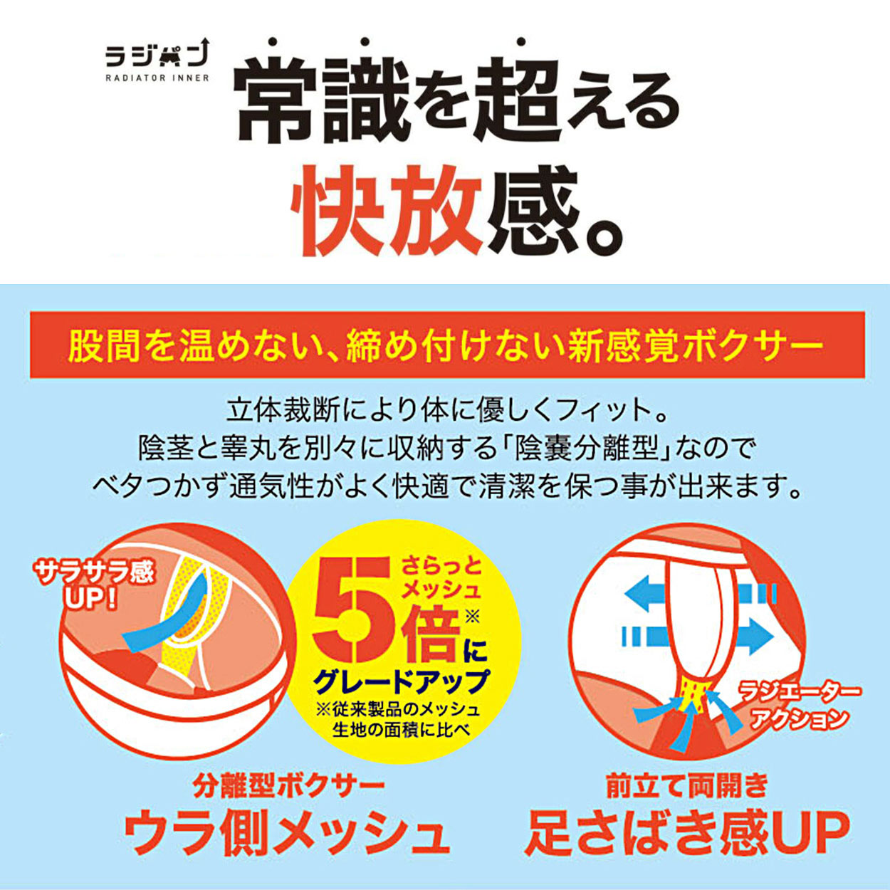 ボクサーパンツ 前開き メンズ 分離 ホールド感 機能性 通気性 快適 蒸れない 履き心地 インナー ラジパン M-LL 気持ちいい 下着 肌着 男性 プレゼント ギフト L