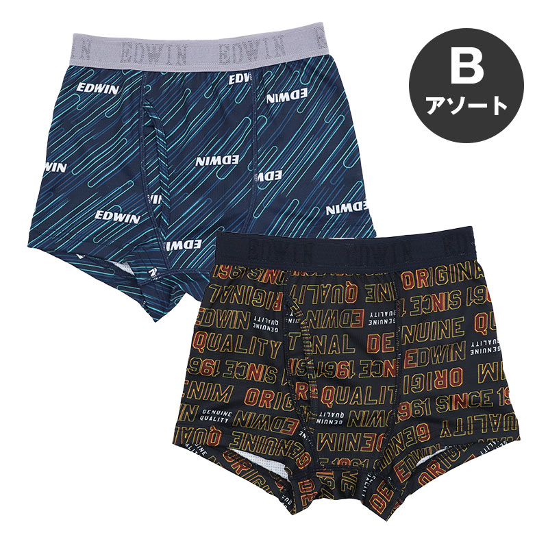 ボクサーパンツ ジュニア キッズ ボクサーブリーフ 2枚組 前開き 男の子 吸水速乾 通気性 メッシュ 蒸れない 下着 子ども こども EDWIN 140cm 150cm 160cm