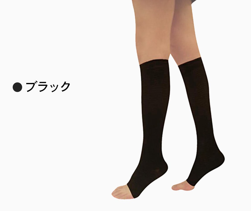 カロリーオフ 着圧ソックス オープントウ 着圧 ハイソックス