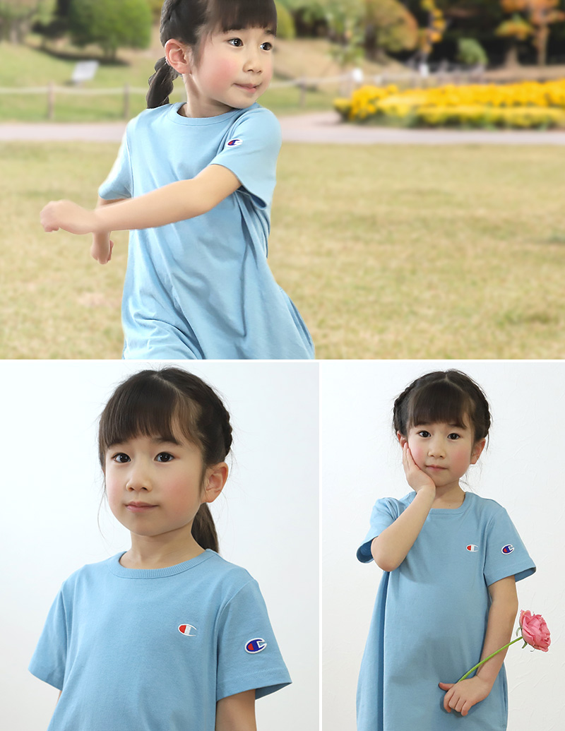 チャンピオン ワンピース チュニック 女児 キッズ 子供 90cm 150cm 子供服 女の子 半袖 プルオーバー 無地 シンプル 春物 夏 Champion 在庫限り すててこねっと 通販 Paypayモール