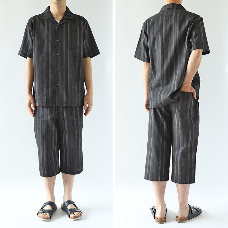 父の日 パジャマ 夏用 ギフト 暑さ対策 シャツ tシャツ 実用的 プレゼント ルームウェア 男性 夏 メンズ 大きいサイズ しじら織り 和 柄 上下 (在庫限り)