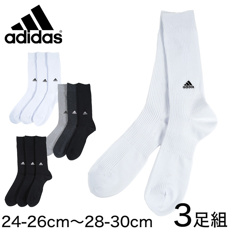 adidas（アディダス） 福助 クルー丈ソックス 3足組 24-26cm〜28-30cm