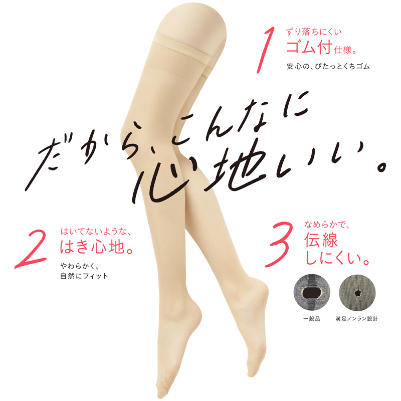 福助 満足 もも丈 口ゴムゆったり ストッキング 22-25cm (フクスケ レディース 伝線しにくい ゆったりサイズ)