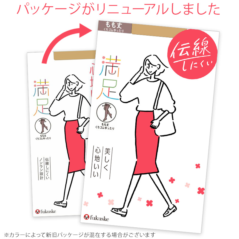 福助 満足 もも丈 口ゴムゆったり ストッキング 22-25cm (フクスケ レディース 伝線しにくい ゆったりサイズ)