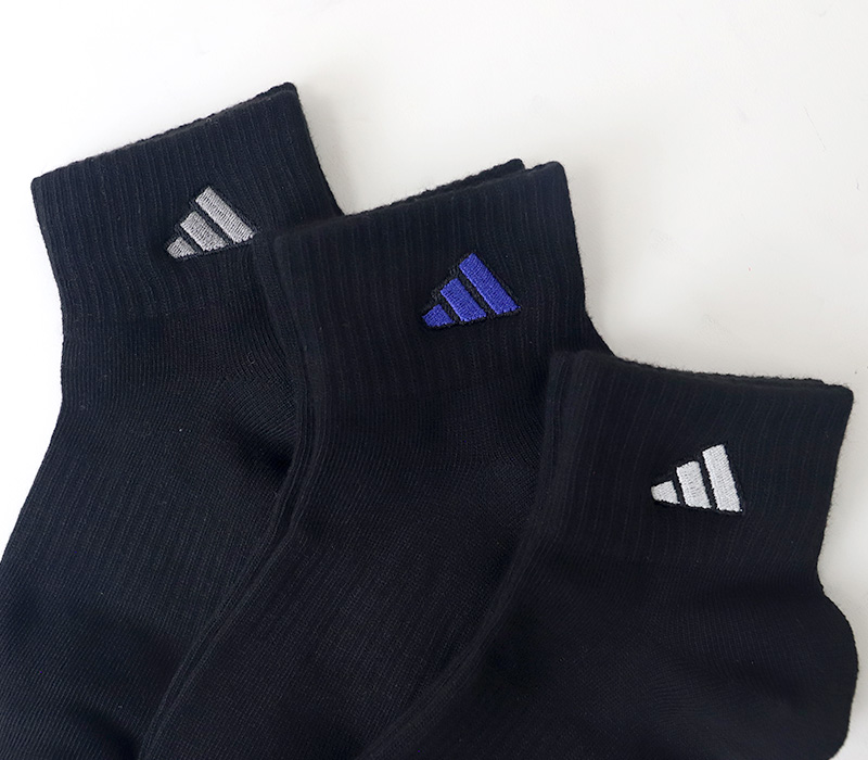 靴下 ソックス スクールソックス adidas 男子 女子 3足セット 19-21 21-23 23-25 22-24cm 中学生 高校生 黒 女の子 紺 くつ下 ワンポイント 丈夫 消臭 補強