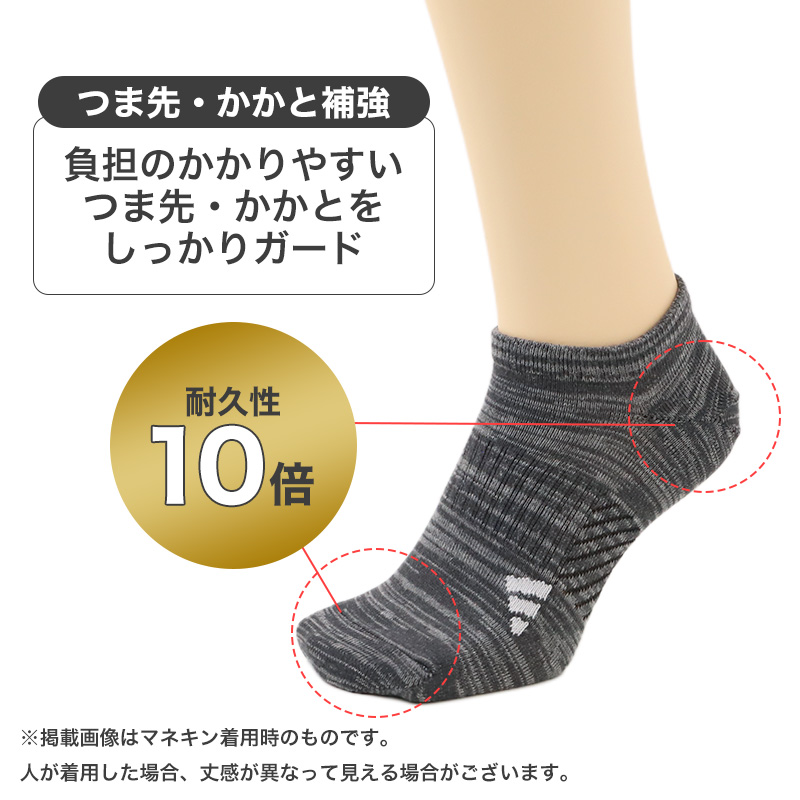 adidas（アディダス） メンズ ソックス 3足組 スニーカー丈 靴下 破れ