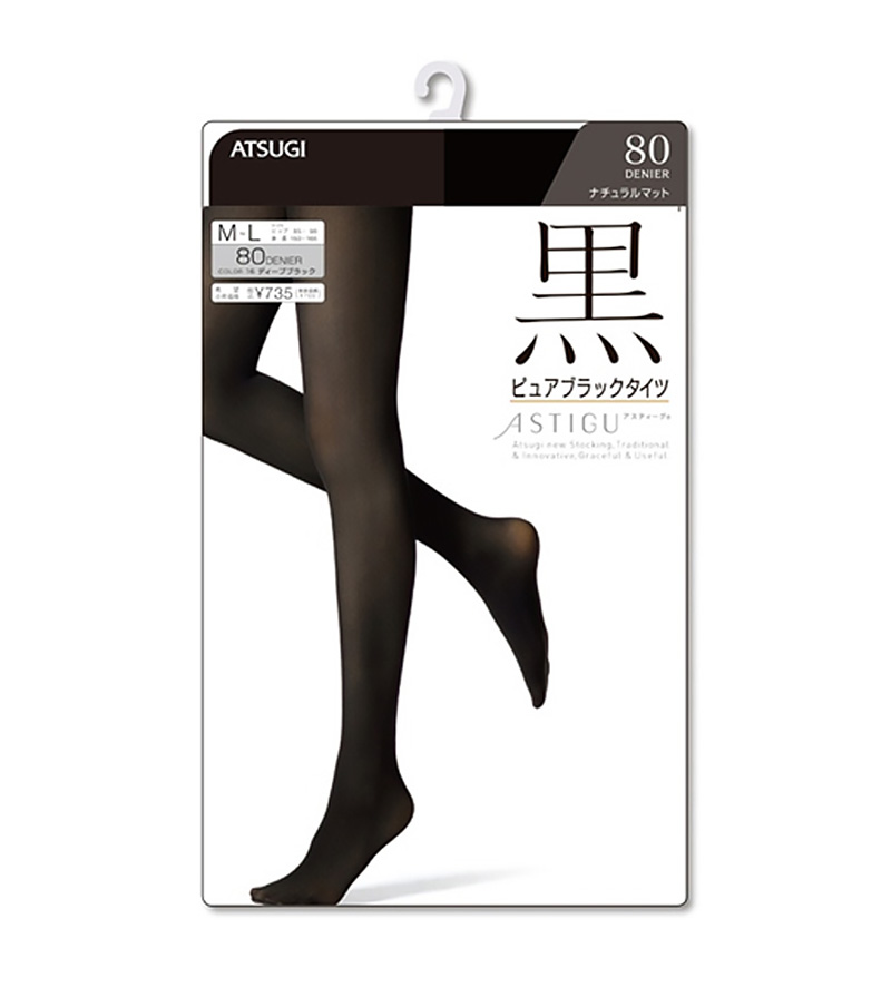 ATSUGI アツギ ASTIGU 黒 ブラックタイツ 80デニール S-M〜L-LL  