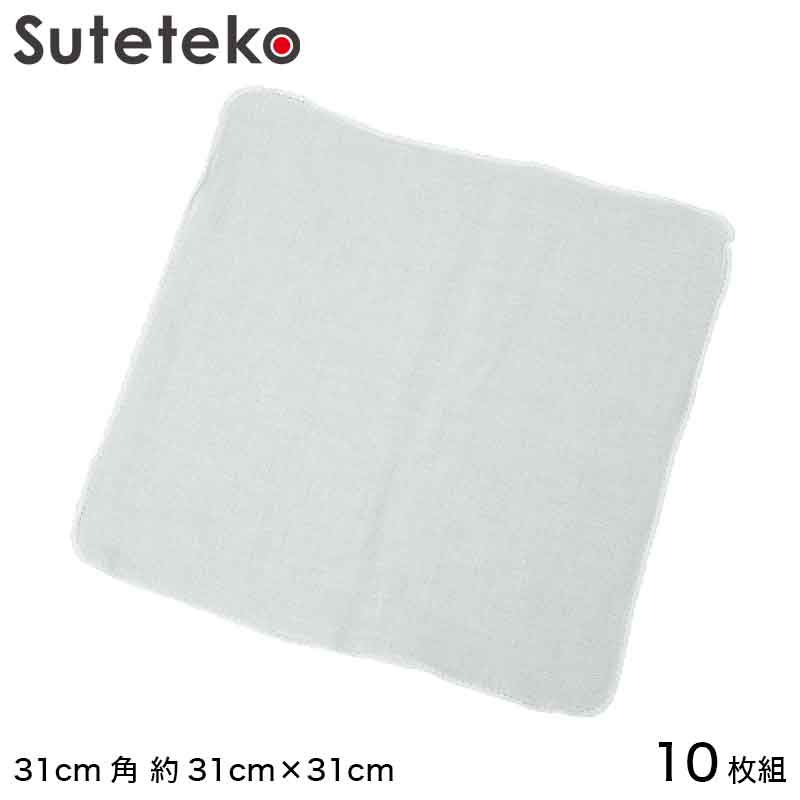 日本製 綿100% 白 ガーゼハンカチ 10枚組 約31cm×31cm (ガーゼ反 さらし サラシ 晒し) (タオル) (取寄せ)