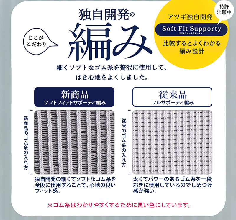 アツギ Rib Socks ソフトフィット クルー丈ソックス 4足組 24-26cm〜28