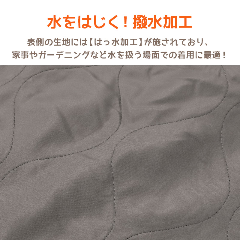 エプロン 暖かい 裏フリース 撥水 おしゃれ 前開き レディース 羽織り アウター M-L 冬 実用的 シンプル 無地 ノースリーブ 防寒 家事 キルティング キルト (在庫限り)