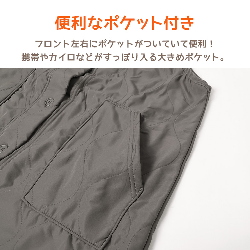 エプロン 暖かい 裏フリース 撥水 おしゃれ 前開き レディース 羽織り アウター M-L 冬 実用的 シンプル 無地 ノースリーブ 防寒 家事 キルティング キルト (在庫限り)
