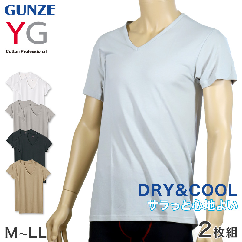 グンゼ YG DRY&COOL VネックTシャツ 2枚組