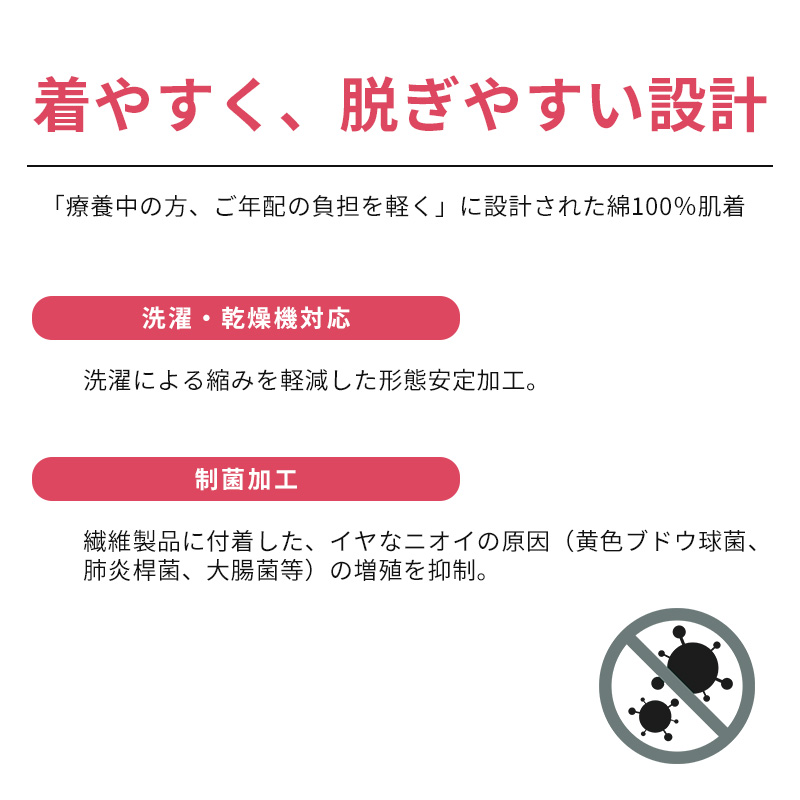 グンゼ 愛情らくらく ワンタッチ 3分袖シャツ 綿100% マジックテープ M〜LL 介護 肌着 前開き レディース 半袖 女性用 下着 GUNZE インナー 大きいサイズ LL