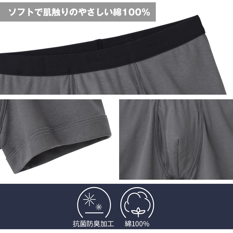YG グンゼ ボクサーパンツ 綿100 メンズ 前あき 2枚組 M L LL