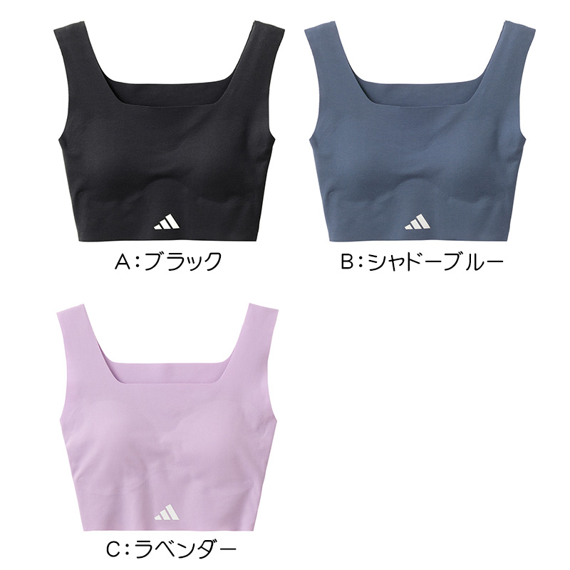 adidas　スポーツブラ M ／ ハーフトップ ロゴ 総柄　パステルプリント adidasスポーツブラ M ／ ハーフトップ ロゴ 総柄パステルプリント