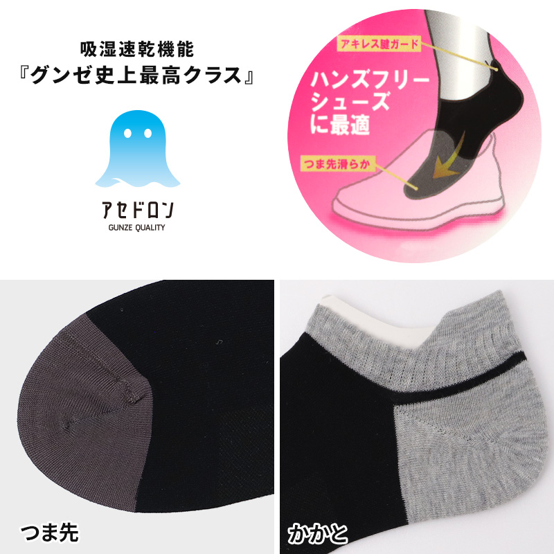 GUNZE（グンゼ） レディース 脱げない スニーカーソックス 靴下