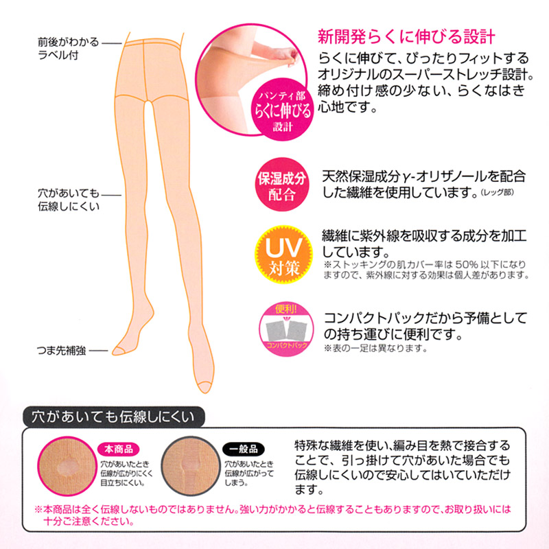 グンゼ 【3足組×2セット】Leg Beauty らくしてキレイ ゆったりサイズ ストッキング JMーL (GUNZE UV対策 保湿 伝線しにくい  ノンラン 美脚)