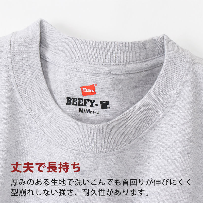 ヘインズ ビーフィー ロンT メンズ tシャツ 長袖 S〜XL Hanes BEEFY-T トップス 綿100% ロングスリーブ クルーネック 男性 丈夫 無地 パックT
