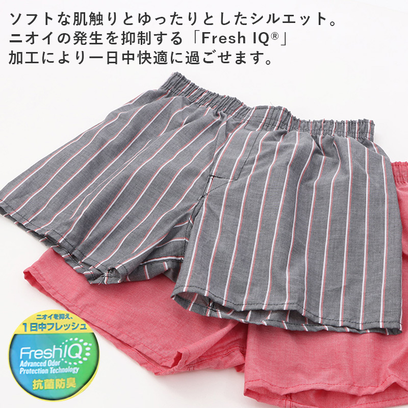 ヘインズ トランクス メンズ 前開き 2枚組 M〜LL Hanes 下着 パンツ 布帛 インナー 肌着 前あき ストライプ チェック 薄手 綿 コットン