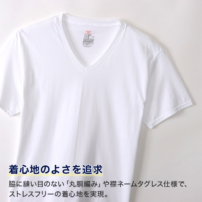 ヘインズ メンズ Tシャツ Vネック インナー 半袖 綿 3枚組 M〜LL Hanes 綿100 インナーシャツ アンダーウェア 肌着 下着 男性 無地 v首 コットン