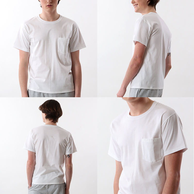 Hanes（ヘインズ） Tシャツ 綿100％ メンズ 2枚組 白 黒 ポケット付き