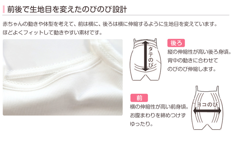 ロンパース 肌着 新生児 キャミソール 乳児 日本製 綿100% ノースリーブ 60-75cm〜90-100cm ベビー 下着 コットン 出産祝い ギフト プレゼント 60cm 70cm 80cm