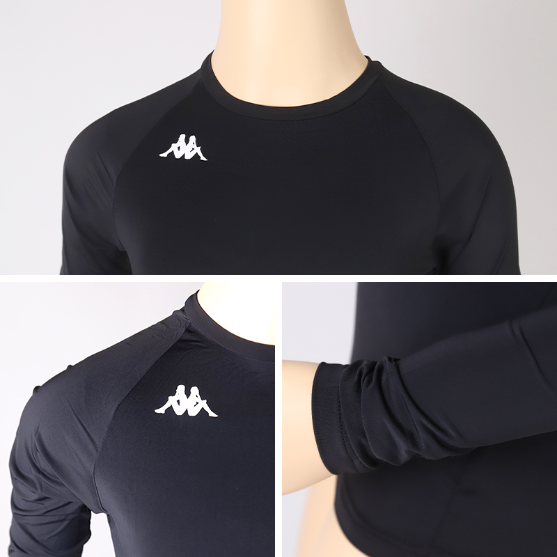 キッズ スポーツ 長袖 クルーネック ストレッチ 涼感 UVカット 130〜170cm 子供 子ども 女の子 男の子 ジュニア インナー 黒 スポーツインナー
