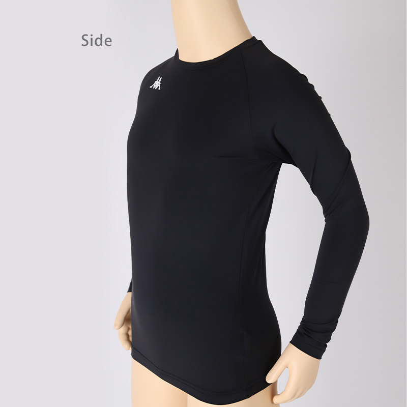 キッズ スポーツ 長袖 クルーネック ストレッチ 涼感 UVカット 130〜170cm 子供 子ども 女の子 男の子 ジュニア インナー 黒 スポーツインナー