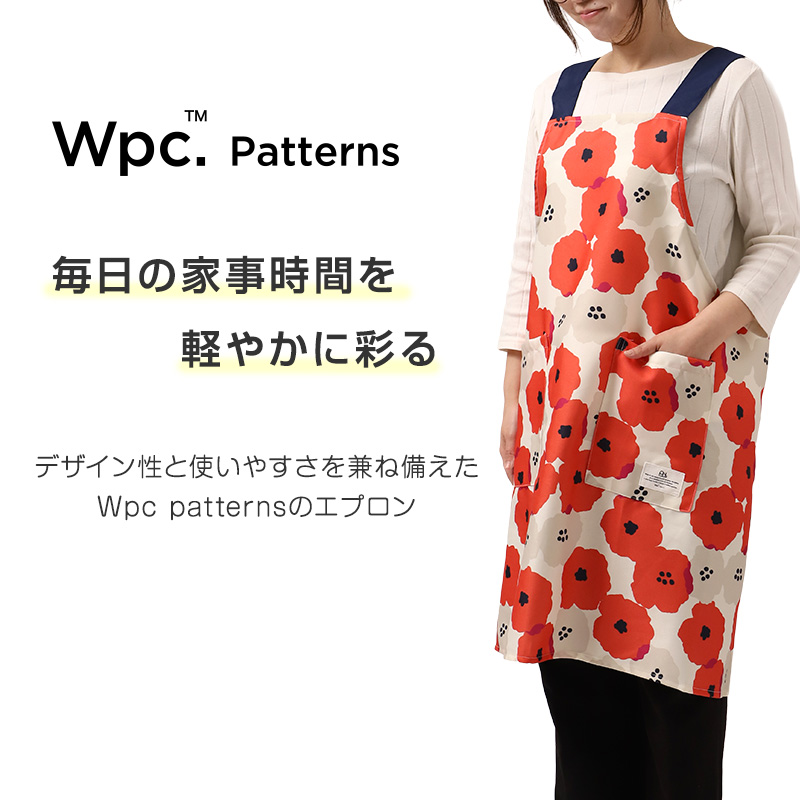 Wpc patterns エプロン レディース はっ水 フリークロス M-L かぶるだけ おしゃれ 撥水 ポケット付き キッチンエプロン かわいい 柄 家事
