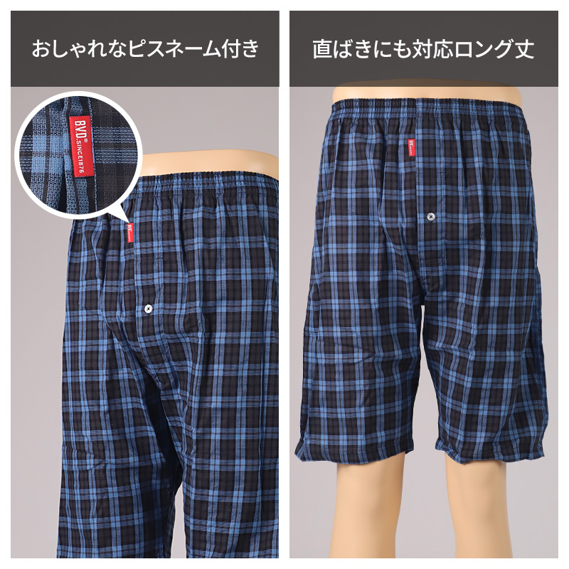 BVD ステテコ bvd メンズ パンツ 綿100 前あき 膝上 M L LL ロングトランクス ルームパンツ ワイドパンツ 涼しい 涼感 B.V.D. 肌着 インナー (在庫限り)