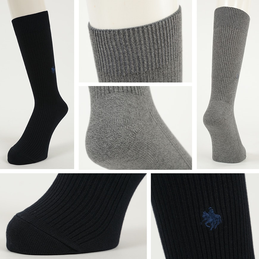 グンゼ POLO ソックス メンズ 靴下 23-25cm〜27-29cm ビジネスソックス ワンポイント スクールソックス 抗菌防臭 男性 男子 紳士 クルーソックス ポロ