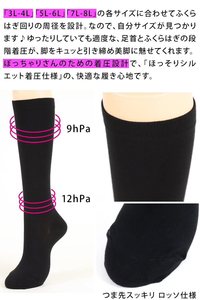 ユニクロWOMENスタイルアップソックスひざ下丈S/M黒：22～24㎝／1pc.