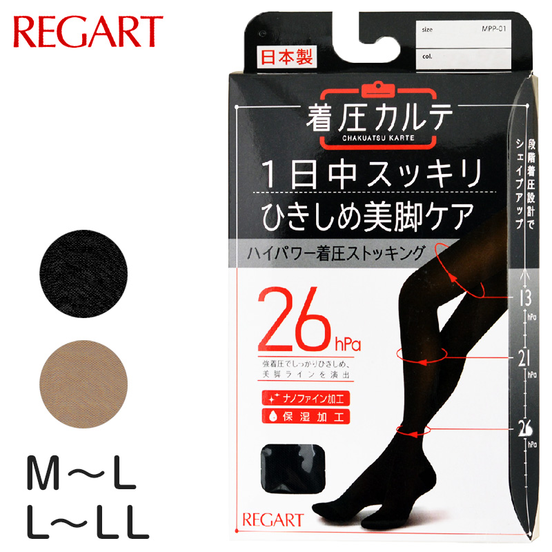 着圧カルテ 着圧ストッキング ハイパワー M-L・L-LL 着圧 ストッキング パンスト レディース むくみ 足の疲れ 美脚 引き締め 黒